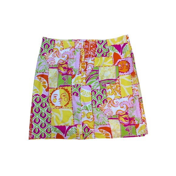 Lilly Pulitzer Women's A-Line Citrus & Sunshine Patchwork Skirt Cotton Pockets 4 - Picture 2 of 11